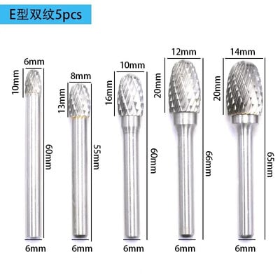 5 tk 6-14 mm volframist terasest pöörlev viili lihvimispea metallist frees 6 mm varre keevitusõmbluse poleerimine elektriline lihvimistööriist
