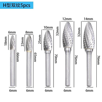 5 tk 6-14 mm volframist terasest pöörlev viili lihvimispea metallist frees 6 mm varre keevitusõmbluse poleerimine elektriline lihvimistööriist