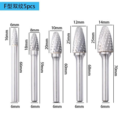 5 tk 6-14 mm volframist terasest pöörlev viili lihvimispea metallist frees 6 mm varre keevitusõmbluse poleerimine elektriline lihvimistööriist