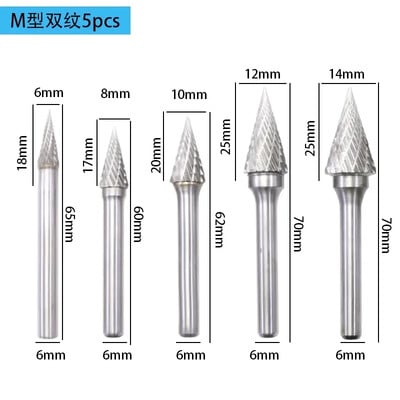 5 tk 6-14 mm volframist terasest pöörlev viili lihvimispea metallist frees 6 mm varre keevitusõmbluse poleerimine elektriline lihvimistööriist