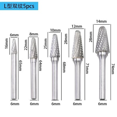 5 tk 6-14 mm volframist terasest pöörlev viili lihvimispea metallist frees 6 mm varre keevitusõmbluse poleerimine elektriline lihvimistööriist