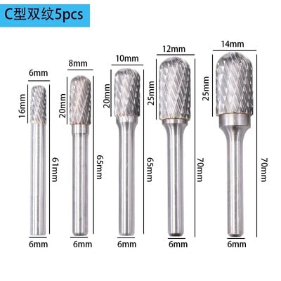 5 tk 6-14 mm volframist terasest pöörlev viili lihvimispea metallist frees 6 mm varre keevitusõmbluse poleerimine elektriline lihvimistööriist