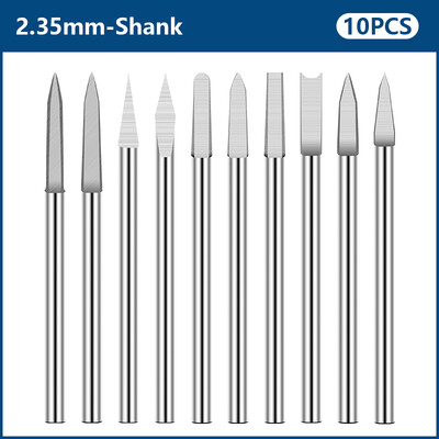 HAMPTON Burghiu pentru gravare în lemn 10 buc 2,35/3,0 mm freză cu tijă Bit pentru sculptură în lemn Instrument de foraj pentru prelucrarea lemnului cu vârf din carbură