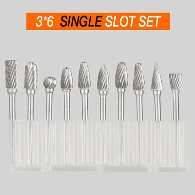 10τμχ 3mm Στέλεχος 6mm Κεφαλή καρβιδίου βολφραμίου φρέζας Περιστροφικό εργαλείο γρέζια διαμαντιού Περιστροφικό εργαλείο Dremel Ηλεκτρική λείανση