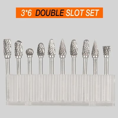 10τμχ 3mm Στέλεχος 6mm Κεφαλή καρβιδίου βολφραμίου φρέζας Περιστροφικό εργαλείο γρέζια διαμαντιού Περιστροφικό εργαλείο Dremel Ηλεκτρική λείανση