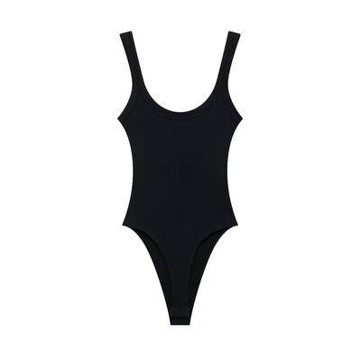 TRAF-Uski rebrasti bodi za žene, O izrez, naramenice, kopčanje, ženski kombinezi za igru, seksi moda