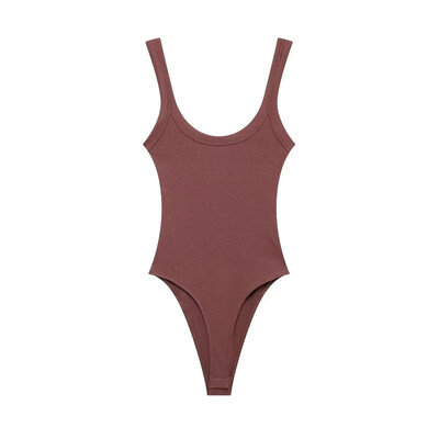 TRAF-Uski rebrasti bodi za žene, O izrez, naramenice, kopčanje, ženski kombinezi za igru, seksi moda