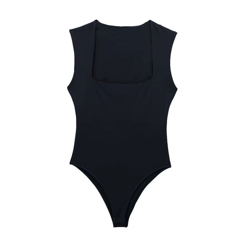 TRAF 2024 Čierna žena Body Square Elastic Bez rukávov Body Dámske Modré Biele Sexy Priliehavé Body Spodná Bielizeň Bodycon Letné Topy