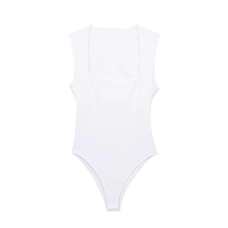 TRAF 2024 Čierna žena Body Square Elastic Bez rukávov Body Dámske Modré Biele Sexy Priliehavé Body Spodná Bielizeň Bodycon Letné Topy