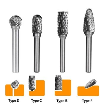 Τρυπάνια HAMPTON 6mm-12mm Carbide Burr για χάραξη CNC Περιστροφική λίμα 6mm για μεταλλικό εργαλείο χειρός 8 τμχ/σετ