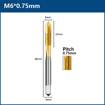 Vrták s titánovým povlakom HSS M2 M2,5 M3 M3,5 M4 M5 M6 M8 M10 M12 Metrický závitník s rovnou drážkou, ručné náradie