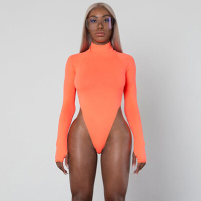 Y2k Body pentru femei Casual Slim Fit haine de corp Topuri cu mânecă lungă cu gât înalt neon bodycon salopete sexy pentru femei toamnă iarnă