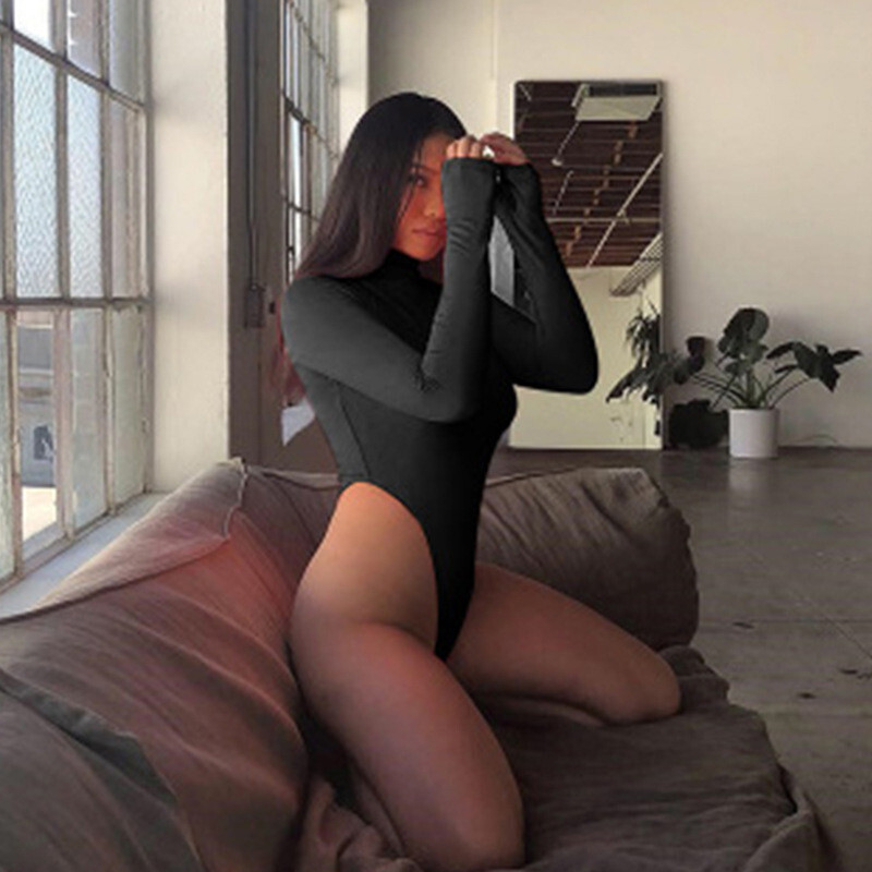 Y2k Body pentru femei Casual Slim Fit haine de corp Topuri cu mânecă lungă cu gât înalt neon bodycon salopete sexy pentru femei toamnă iarnă