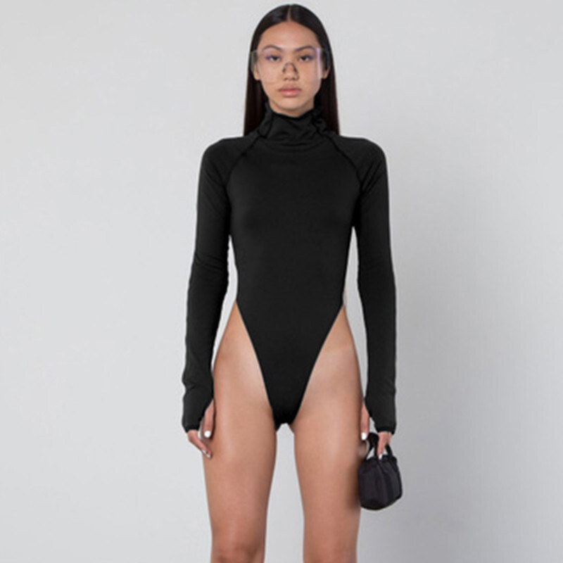Y2k Body pentru femei Casual Slim Fit haine de corp Topuri cu mânecă lungă cu gât înalt neon bodycon salopete sexy pentru femei toamnă iarnă