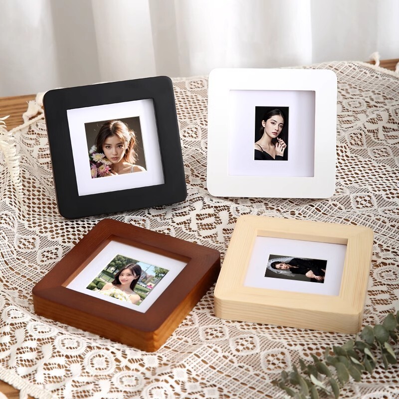 Mini noapaļots kvadrātveida foto rāmis Polaroid displeja rāmis dāvanu masīvkoka skatuves foto rāmis Augstākās klases foto rāmis