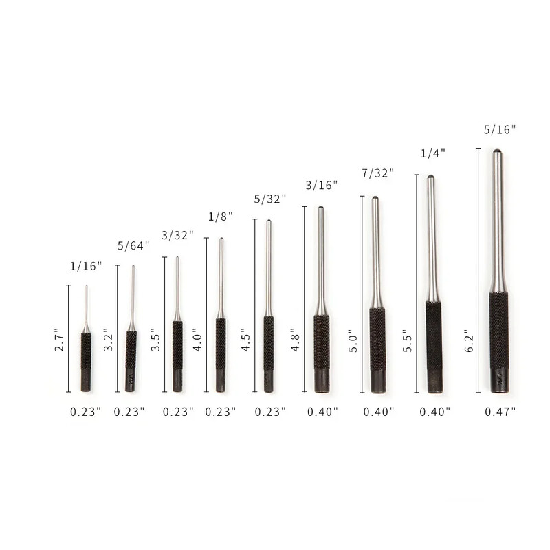 9 buc/set dălți de tăiat rola de știfturi pachet de știfturi cu cap rotund perforator unelte de mână profesionale pentru pornire cu capăt golat 1/16-5/16