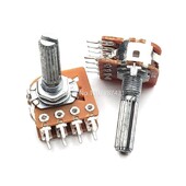 2PCS WH-148 Διακόπτης έντασης ήχου ποτενσιόμετρο διπλού 8 ακίδων με βήμα B50K B100K 25mm Plum Shaft