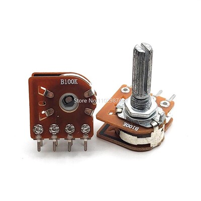2PCS WH-148 Превключвател за потенциометър за сила на звука на звука, двоен 8-пинов със стъпка B50K B100K 25MM Plum Shaft