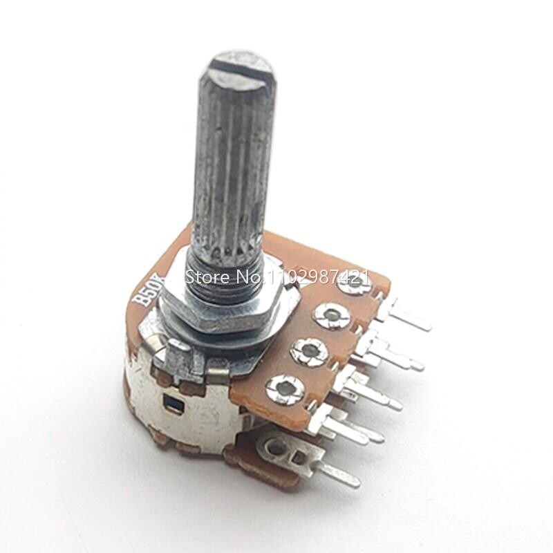 2 TK WH-148 helitugevuse potentsiomeetri lüliti, kahe 8-kontaktilise sammuga B50K B100K 25 mm ploomivõll