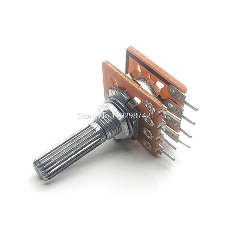 2 TK WH-148 helitugevuse potentsiomeetri lüliti, kahe 8-kontaktilise sammuga B50K B100K 25 mm ploomivõll