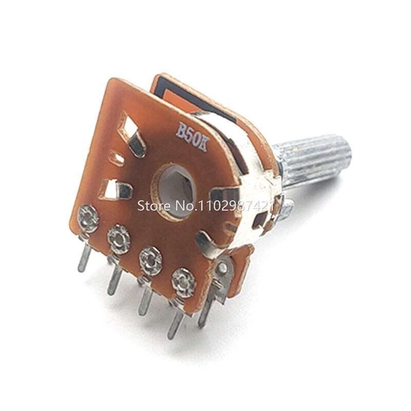 2 TK WH-148 helitugevuse potentsiomeetri lüliti, kahe 8-kontaktilise sammuga B50K B100K 25 mm ploomivõll