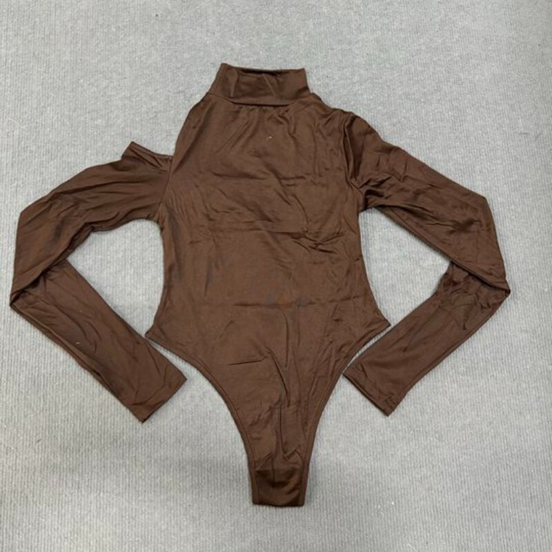 Smeđi bodi s otvorenim ramenima Ženski gornji dio s izdubljenim dugim rukavima Seksi bodi Femme Basic Casual Rompers Kombinezon Bodi