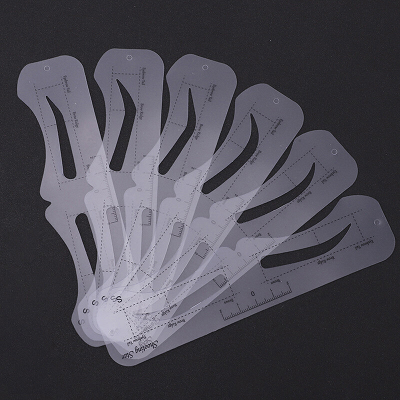 Новият фиксиран PVC шаблон за оформяне на вежди може да се използва повторно с висококачествени стикери за елегантен инструмент за гримиране на вежди 6 БР.