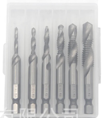 6tk/komplekt keermega kruvikeermega puuriterade komplekt 1/8`` 5/32" 3/16" 1/4" kuuskantvarrega hss keermega puuriterade komplekt metallpuidu jaoks