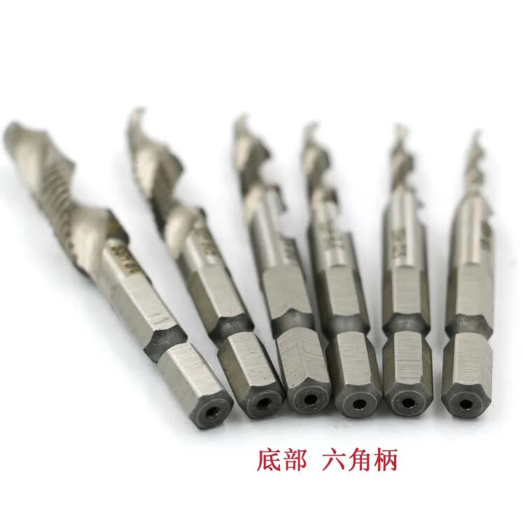 6tk/komplekt keermega kruvikeermega puuriterade komplekt 1/8`` 5/32" 3/16" 1/4" kuuskantvarrega hss keermega puuriterade komplekt metallpuidu jaoks