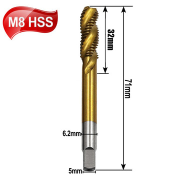 Βίδα με μετρικό βύσμα βίδας Βιδωτή βρύση HSS Βιδωτή βρύση Μετρική σπειροειδής βρύση M5 M6 M8 Εργαλεία χειρός μηχανήματος