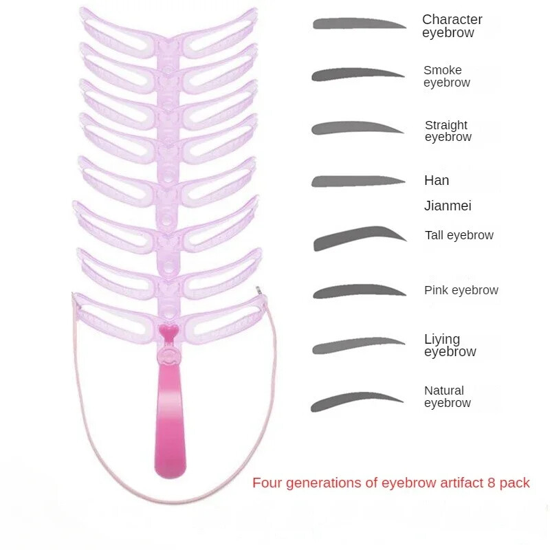 8 vienā atkārtoti lietojams uzacu trafarets Skaistumkopšanas grims Uzacu zīmoga veidne Uzacu formas komplekts Acu uzacu kosmētikas rīki Uzacu veidotājs grims