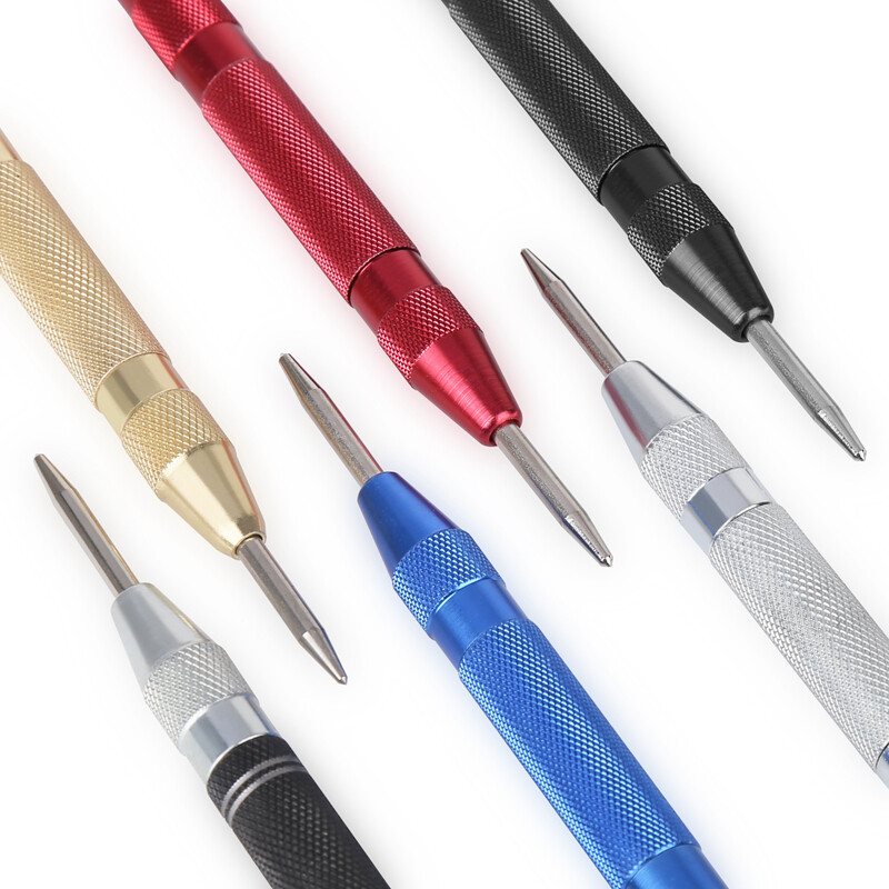 Versery automatinis centrinis perforatorius ir bendras automatinis centrinis perforatorius, reguliuojamas spyruoklinis medžio metalo preso įlenkimo žymeklis