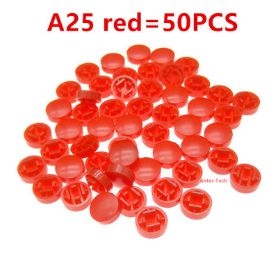 50PCS A25 Plastična kapica s tipkama Veličina kapice s tipkama za B3F-4055 12*12*7,3 mm Svjetlosni taktilni prekidač Kapica s tipkama u boji
