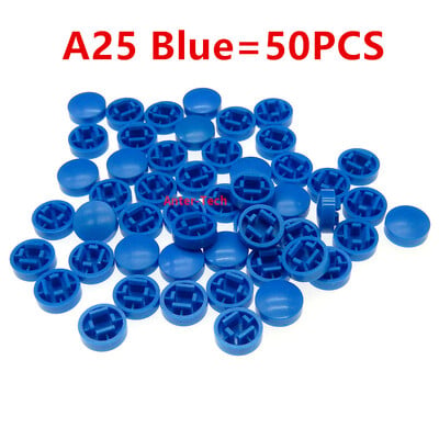 50PCS A25 Plastična kapica s tipkama Veličina kapice s tipkama za B3F-4055 12*12*7,3 mm Svjetlosni taktilni prekidač Kapica s tipkama u boji