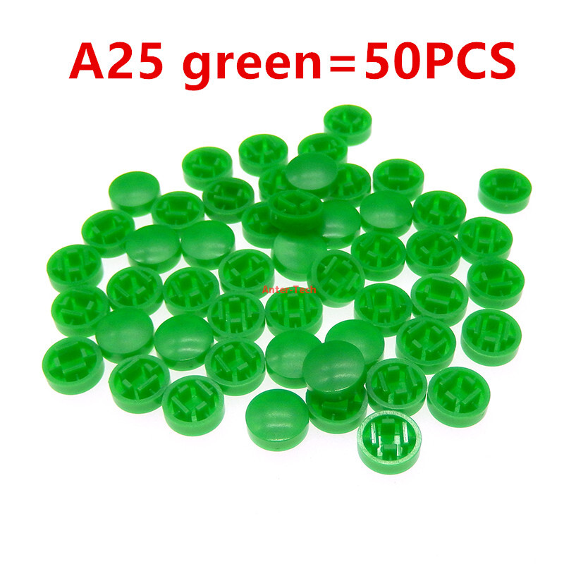 50PCS A25 Plastična kapica s tipkama Veličina kapice s tipkama za B3F-4055 12*12*7,3 mm Svjetlosni taktilni prekidač Kapica s tipkama u boji