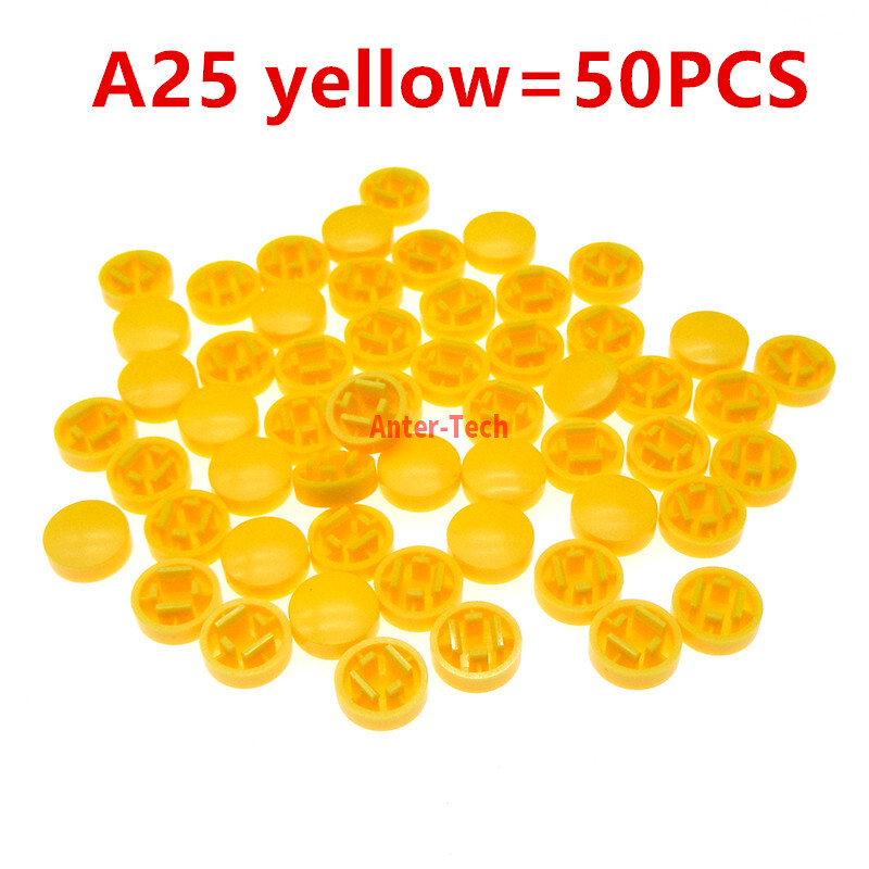50PCS A25 Plastična kapica s tipkama Veličina kapice s tipkama za B3F-4055 12*12*7,3 mm Svjetlosni taktilni prekidač Kapica s tipkama u boji