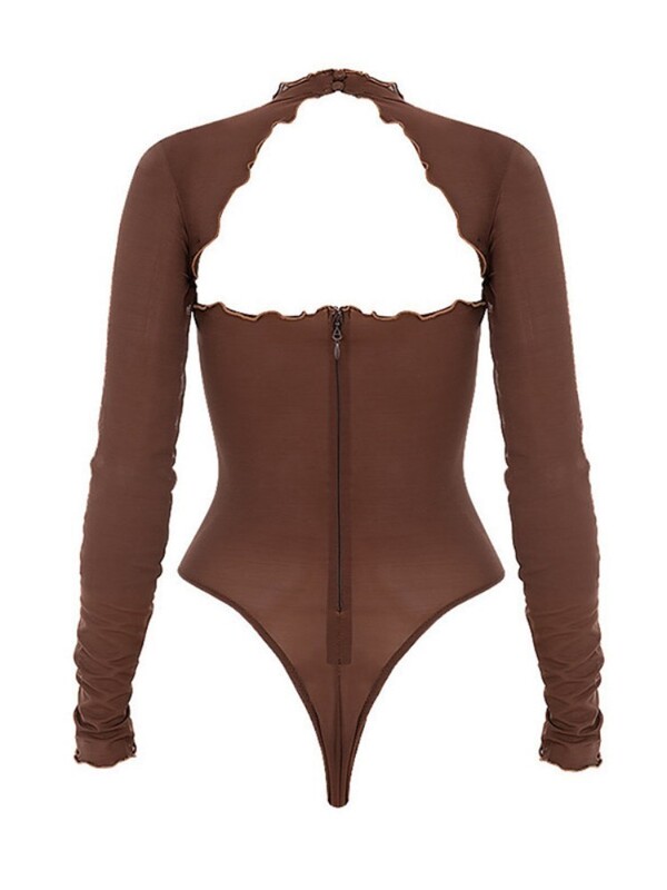 Ulična odjeća, vintage seksi šuplji nepravilni bodi, ženski Y2k gotički, elegantni, dugi rukavi, gornji dijelovi uz kros bez leđa, klupska zabava