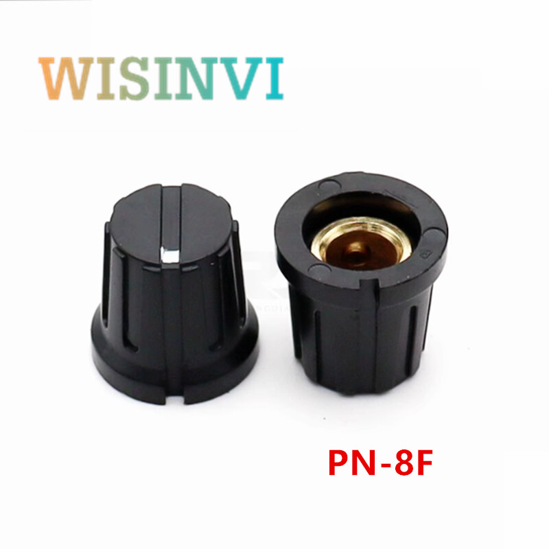 2 Vnt. PN serijos rankenėlės dangtelis Juodas plastikinis varinis šerdis Knob Cap instrumento reguliavimo rankenėlės dangtelisApvali skylė 6,35 mm