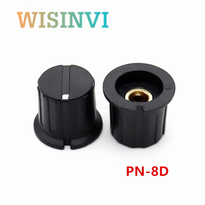 2 Vnt. PN serijos rankenėlės dangtelis Juodas plastikinis varinis šerdis Knob Cap instrumento reguliavimo rankenėlės dangtelisApvali skylė 6,35 mm