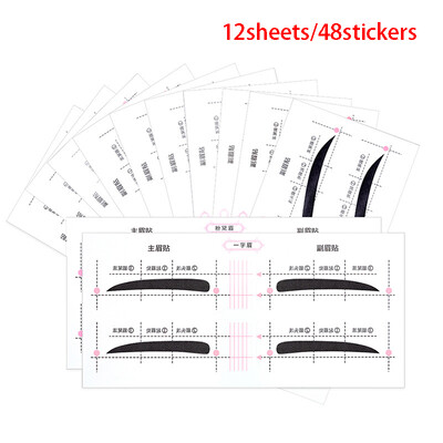 24/48/52 Poros Lazy Quick Antakių lipdukai Antakių kortelės šablonas Antakių vadovas Tatuiruotės Makiažo įrankiai Visas antakių kortelių rinkinys