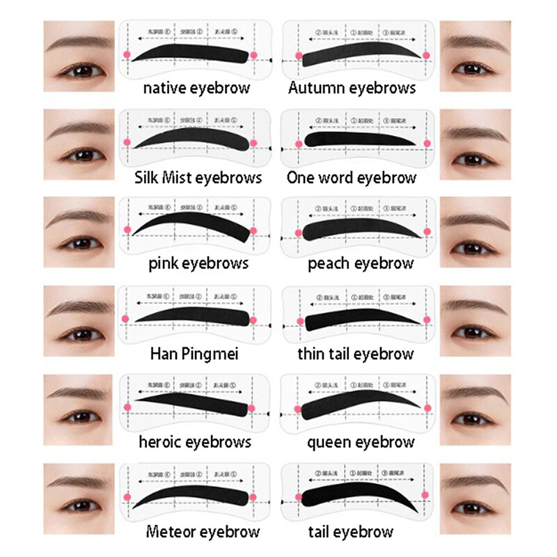 24/48/52 Poros Lazy Quick Antakių lipdukai Antakių kortelės šablonas Antakių vadovas Tatuiruotės Makiažo įrankiai Visas antakių kortelių rinkinys