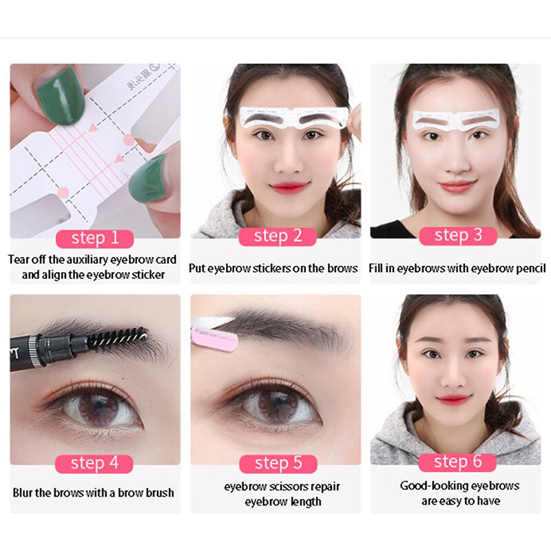 24/48/52 Poros Lazy Quick Antakių lipdukai Antakių kortelės šablonas Antakių vadovas Tatuiruotės Makiažo įrankiai Visas antakių kortelių rinkinys