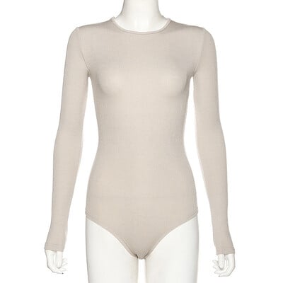 Dámske body s dlhým rukávom, bielym výstrihom a dlhým rukávom, sivé, sivé, s pouličným oblečením, body pre ženy, veľkosť catsuit.