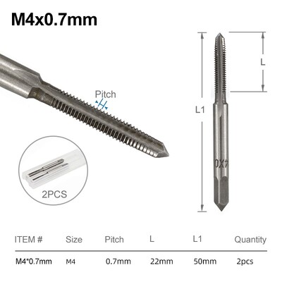 Sada závitníkov XCAN, pravostranný, rovný, drážkovaný, M3, M4, M5, M6, M7, M8, M10, M12, M14, M16, metrický, 2 ks, závitorezný nástroj, skrutkový závitník, vrták