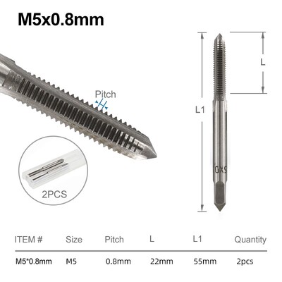Sada závitníkov XCAN, pravostranný, rovný, drážkovaný, M3, M4, M5, M6, M7, M8, M10, M12, M14, M16, metrický, 2 ks, závitorezný nástroj, skrutkový závitník, vrták