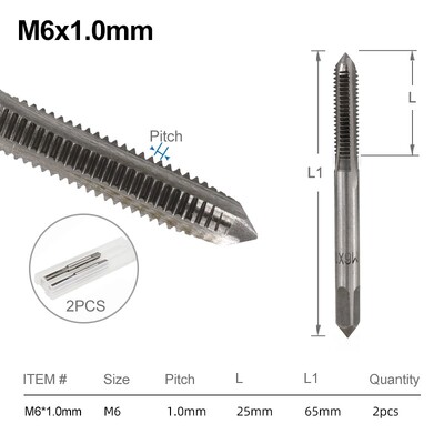 Sada závitníkov XCAN, pravostranný, rovný, drážkovaný, M3, M4, M5, M6, M7, M8, M10, M12, M14, M16, metrický, 2 ks, závitorezný nástroj, skrutkový závitník, vrták