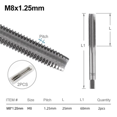 Sada závitníkov XCAN, pravostranný, rovný, drážkovaný, M3, M4, M5, M6, M7, M8, M10, M12, M14, M16, metrický, 2 ks, závitorezný nástroj, skrutkový závitník, vrták