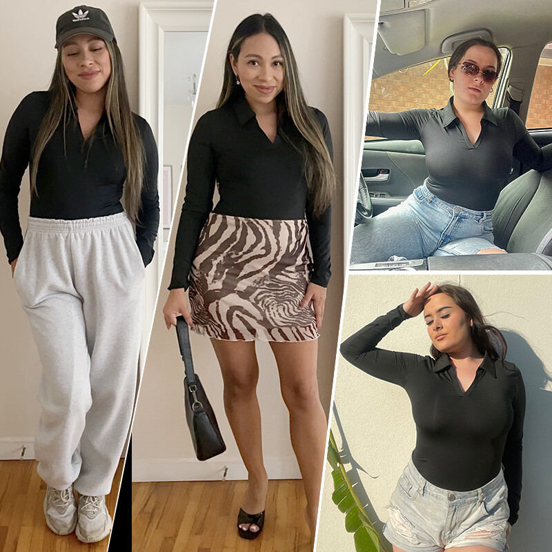 Sieviešu seksīgs bodijs ar garām piedurknēm ar nolaižamu apkakli V kakla formas apģērbs vēdera kontrolei, paceļams krekls bezšuvju kompresija