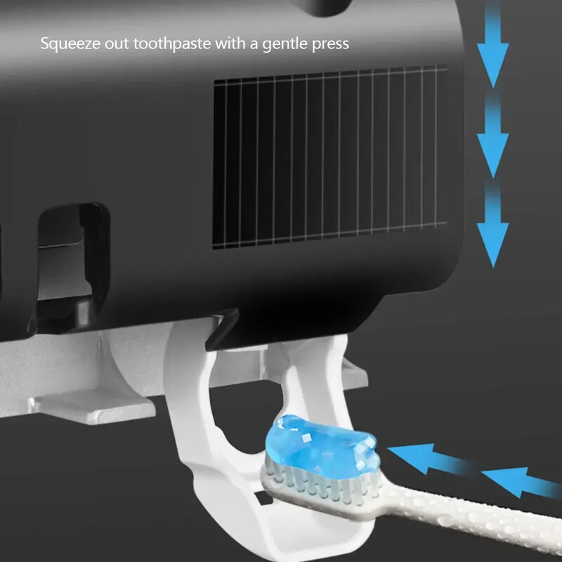 Automatinis akumuliatoriaus energijos UV dantų šepetėlio laikiklis sieninis dantų šepetėlio sterilizatorius, dantų pastos dozatorius, spaustuvas Vonios kambario priedai