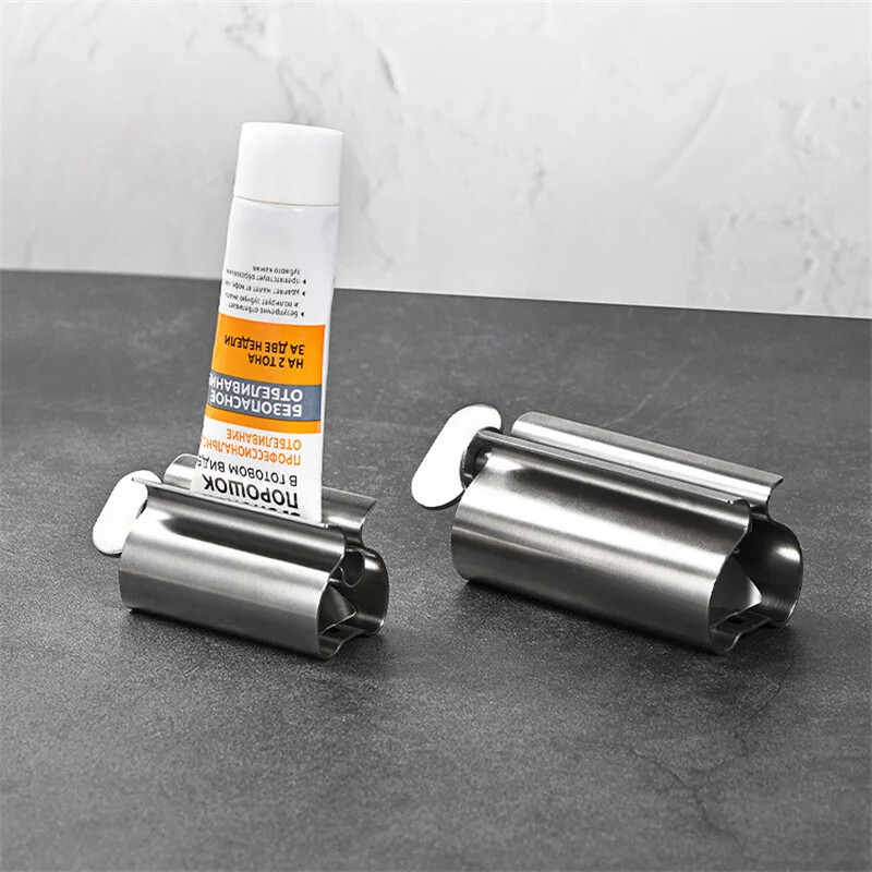 Stocător de tuburi de pastă de dinți creativ Rolă simplă de pastă de dinți Din oțel inoxidabil care economisește muncă Storcator de tuburi de pastă de dinți Presă de curățare